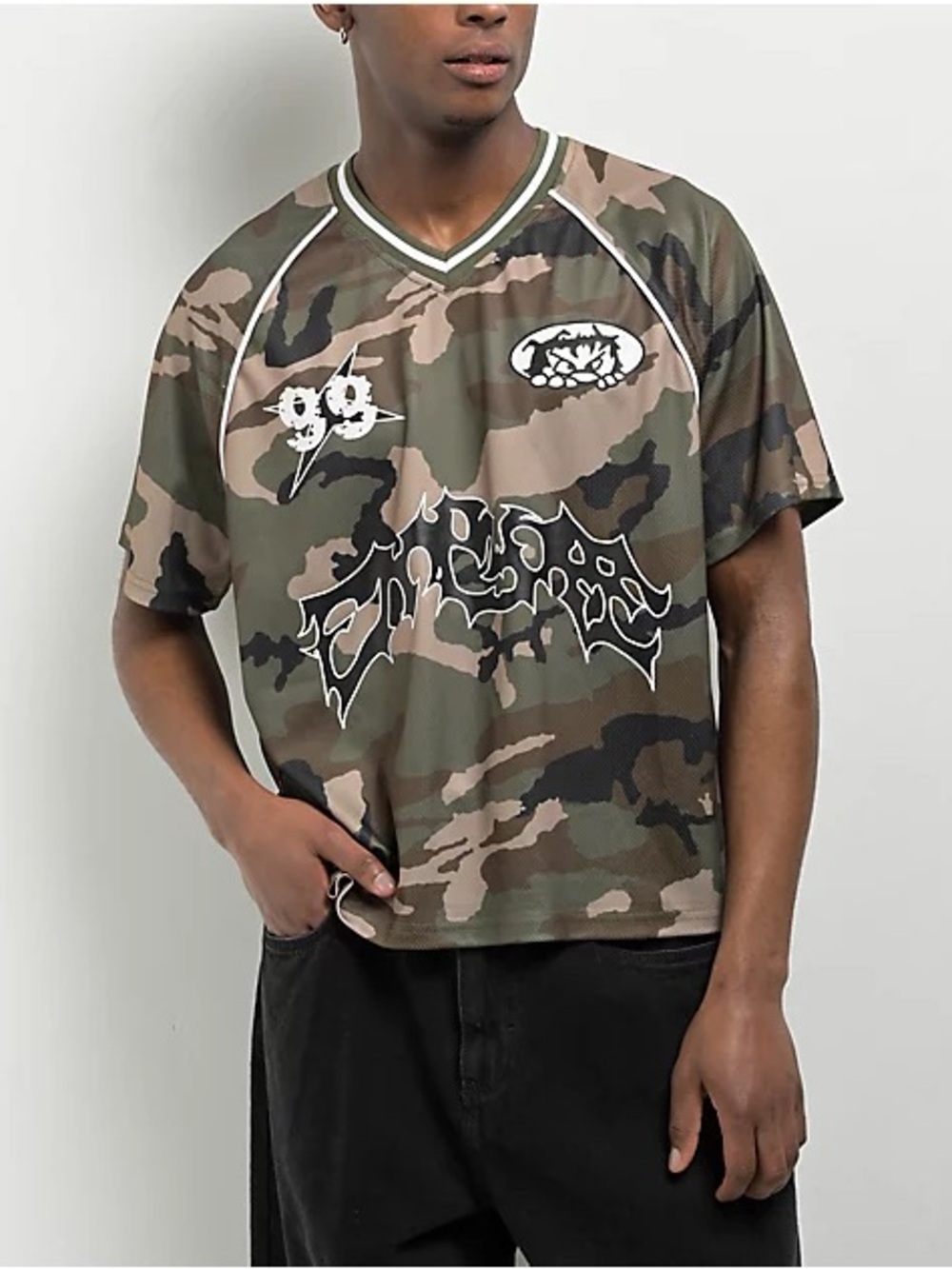 Empyre All Cleen Camo Soccer Jersey Graphic V-Neck Men's Shirt Small